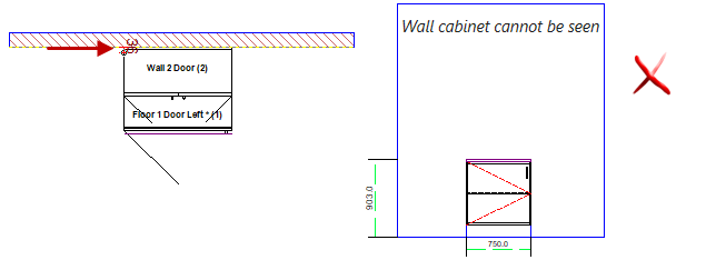 Click to view amended InFront value to enable the wall cabinet to be shown.